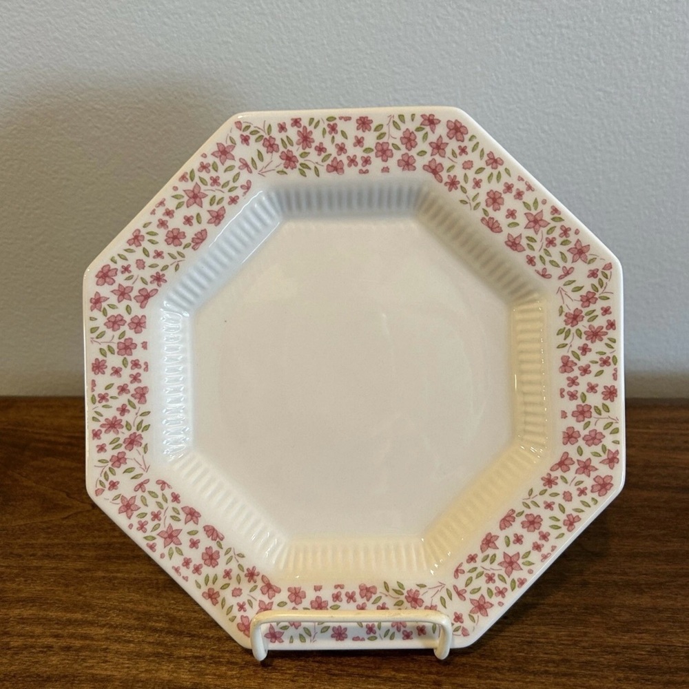 Independence Ironstone Interpace Pink & Floral Mary Jane Salad Plate 8 1/8”